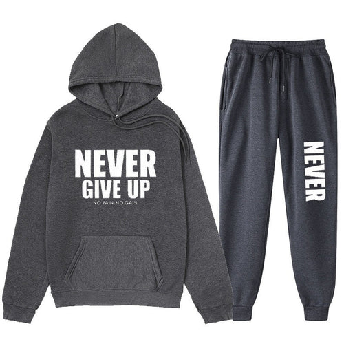 Casual Letter Print Hoodie Set Sweatshirt and Sweatpants Tracksuit Men's Clothing Men's Wear Winter Outfit
