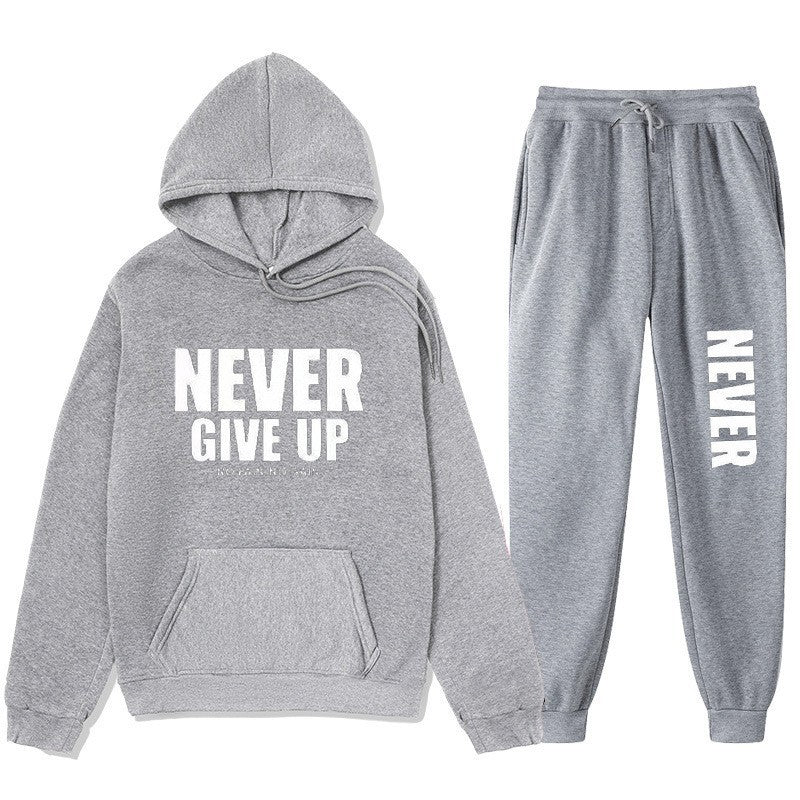 Casual Letter Print Hoodie Set Sweatshirt and Sweatpants Tracksuit Men's Clothing Men's Wear Winter Outfit