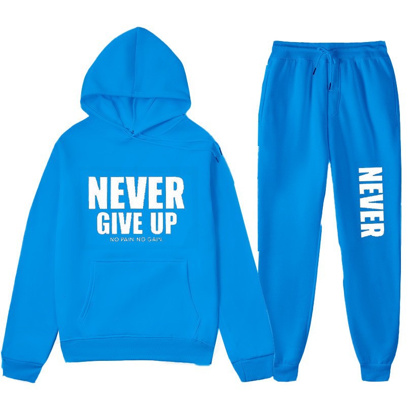 Casual Letter Print Hoodie Set Sweatshirt and Sweatpants Tracksuit Men's Clothing Men's Wear Winter Outfit