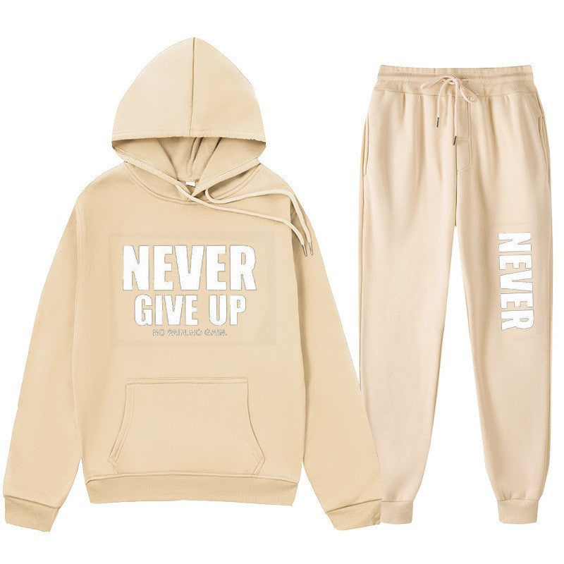 Casual Letter Print Hoodie Set Sweatshirt and Sweatpants Tracksuit Men's Clothing Men's Wear Winter Outfit